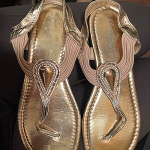goldtoe brand rose gold diamond sandals women's size 10